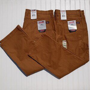 DICKIES Jeans Mens 44 x 30 Brown Duck Carpenter Jean Relaxed Boot Fit LOT OF 2